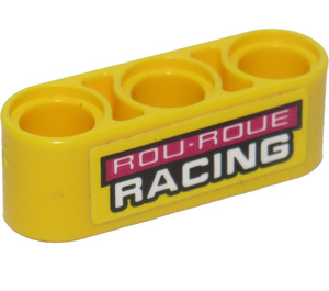 LEGO Beam 3 with 'ROU ROUE RACING' Sticker (32523)