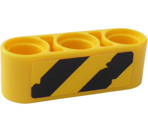 LEGO Beam 3 with Scratched warning stripes yellow/black Sticker (32523)