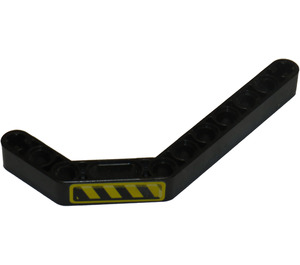LEGO Beam 3 x 3.8 x 7 Bent 45 Double with Black and Yellow Danger Stripe (Left) Sticker (32009)
