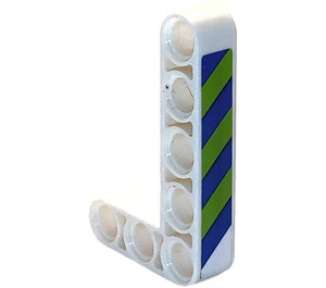 LEGO Beam 3 x 5 Bent 90 degrees, 3 and 5 Holes with Blue and Lime Stripes (left) Sticker (32526)