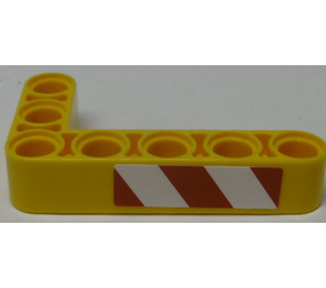 LEGO Balk 3 x 5 Krom 90 graden, 3 en 5 Gaten met Rood en Wit Danger Strepen (Links) Sticker (32526)