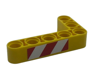 LEGO Beam 3 x 5 Bent 90 degrees, 3 and 5 Holes with White Danger Stripes Right Side Sticker (32526)