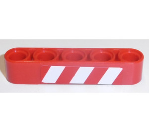 LEGO Beam 5 with Red and White Danger Stripes, Corner Red (Left) Sticker (32316)