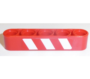 LEGO Beam 5 with Red and White Danger Stripes, Corner Red (Right) Sticker (32316)