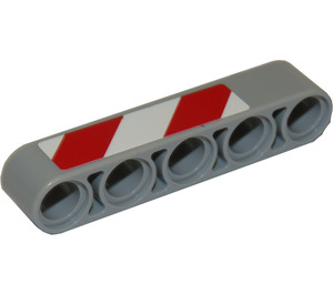 LEGO Beam 5 with Red and White Danger Stripes (Right) Sticker (32316)