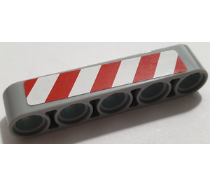 LEGO Beam 5 with Red and White Danger Stripes Sticker (32316)