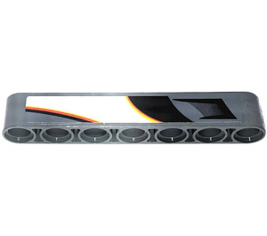 LEGO Beam 7 with Black, White, Orange Decoration Sticker (32524)