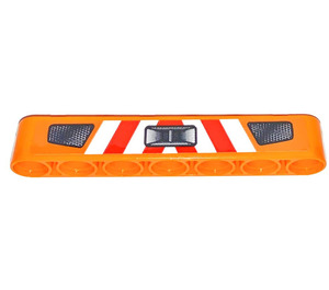 LEGO Beam 7 with Front Lights with red & white Danger Stripes  Sticker (32524)