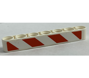 LEGO Beam 7 with Red and White Danger Stripes Sticker (32524)