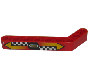 LEGO Beam Bent 53 Degrees, 3 and 7 Holes with Arrows and Checkered Pattern Sticker (32271)