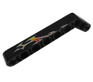 LEGO Beam Bent 53 Degrees, 3 and 7 Holes with Flames Left Sticker (32271)