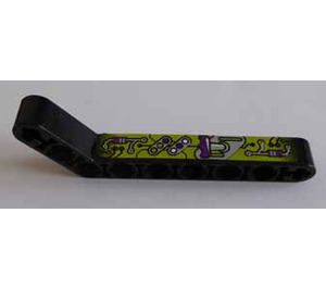 LEGO Beam Bent 53 Degrees, 3 and 7 Holes with Left Side Lime and Purple decoration Sticker (32271)
