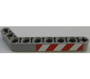LEGO Beam Bent 53 Degrees, 3 and 7 Holes with Red and White Danger Stripes Right Sticker (32271)
