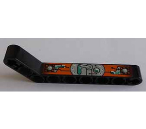 LEGO Beam Bent 53 Degrees, 3 and 7 Holes with Right Side Orange and Dark Turquoise Decoration Sticker (32271)