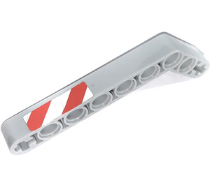 LEGO Beam Bent 53 Degrees, 3 and 7 Holes with Short red white Danger Stripe right Sticker (32271)