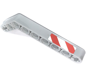 LEGO Beam Bent 53 Degrees, 3 and 7 Holes with Short red white Danger Stripes left Sticker (32271)