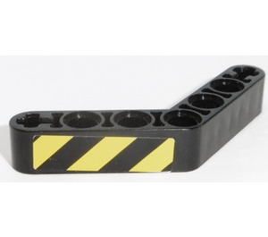 LEGO Faisceau Courbé 53 degrés, 4 et 4 des trous avec Noir et Jaune Danger Rayures (Droite) Autocollant (32348)