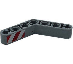 LEGO Beam Bent 53 Degrees, 4 and 4 Holes with Red and White Danger Stripes Sticker (32348)