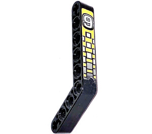 LEGO Beam Bent 53 Degrees, 4 and 6 Holes with '9', Black, White and Yellow Checkered Sticker from Set 8240 (6629)