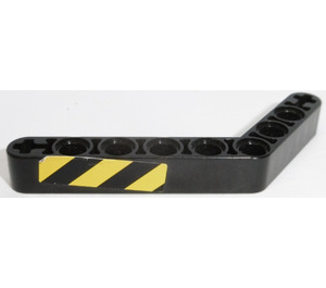LEGO Faisceau Courbé 53 degrés, 4 et 6 des trous avec Noir et Jaune Danger Rayures (Droite) Autocollant (6629)