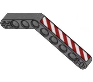 LEGO Balk Krom 53 graden, 4 en 6 Gaten met Rood en Wit Danger Strepen (Model Links) Sticker (6629)