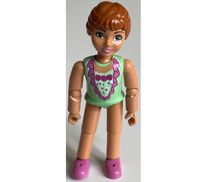 LEGO Belville Female, Princess Flora, Medium Green bathing suit, dark orange hair, green eyes Minifigure