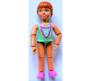 LEGO Belville Female, Princess Flora, Medium Green bathing suit, dark orange hair, green eyes Minifigure