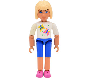 LEGO Belville Girl with Blue Shorts & White Top with Butterflies Decoration Minifigure