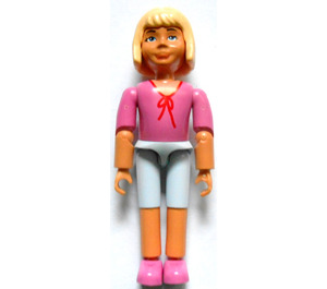 LEGO Belville Mädchen mit Dark Rosa oben mit Rot Schnur Bogen, Licht Violett Shorts Minifigur