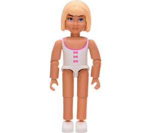 LEGO Belville Girl avec blanc Swimsuit et Trois Dark Pink Bows Modèle, Light Jaune Cheveux Figurine