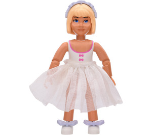 LEGO Belville Girl with White Swimsuit and Three Dark Pink Bows Pattern, Light Yellow Hair Minifigure