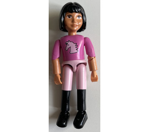 LEGO Belville Horseriding Girl with Dark Pink Top Minifigure