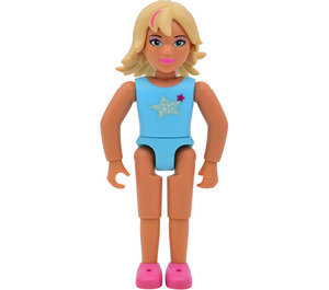 LEGO Belville Pop Singer Girl with Swimsuit with Magenta and Light Green Star with Silver Sequins Minifigure