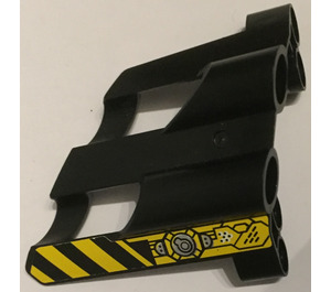 LEGO Black 3D Panel 1 with Black and Yellow Danger Stripes and Machinery Sticker (32190)