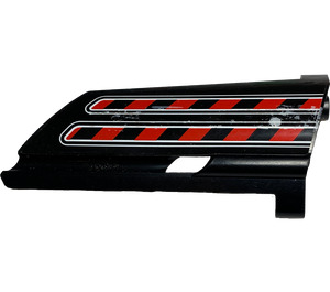 LEGO Black 3D Panel 20 with Red and Black Danger Stripes Sticker (44350)