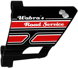 LEGO Black 3D Panel 22 with 'Wabra's Road Service' Sticker (44352)
