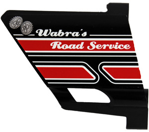 LEGO Schwarz 3D Paneel 23 mit 'Wabra's Road Service' Aufkleber (44353)