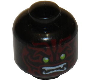 LEGO Black Alien Head with Lime Eyes and Dark Red Face Lines (Recessed Solid Stud) (3626)