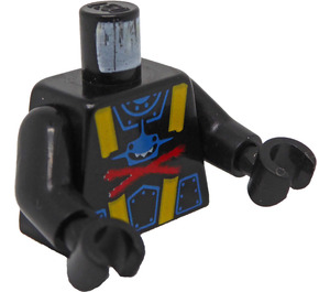 LEGO Black Aquazone Torso with Red X and Blue Shark and Yellow Straps with Black Arms and Black Hands (973)