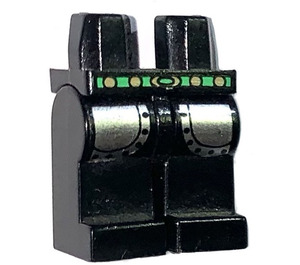 LEGO Black Armoured Legs Green Belt with Silver Studs and Buckle (3815)