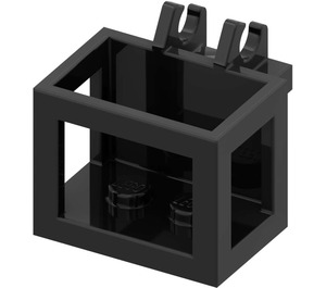 LEGO Black Basket 2 x 3 x 2 with Open Hinge (2424)