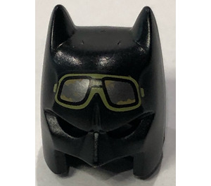 LEGO Svart Batman Cowl Maske med Kort Ører og Open Chin med Beskyttelsesbriller Mønster (18987)