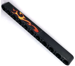 LEGO Black Beam 11 with Yellow and Orange Flames (Left) Sticker (32525)