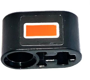 LEGO Black Beam 2 with Axle Hole and Pin Hole with Orange rectangle (Winker) Sticker (40147)