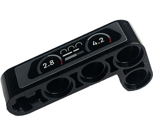 LEGO Black Beam 2 x 4 Bent 90 Degrees, 2 and 4 holes with Dashboard, Numbers 2.8, 4.2 Sticker (32140)