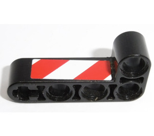 LEGO Black Beam 2 x 4 Bent 90 Degrees, 2 and 4 holes with Red and White Warning Stripes Sticker (32140)