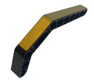 LEGO Black Beam 3 x 3.8 x 7 Bent 45 Double with golden tape around curve Sticker (32009)