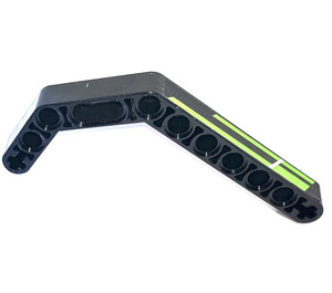 LEGO Black Beam 3 x 3.8 x 7 Bent 45 Double with Lime decoration Stripes right Sticker (32009)