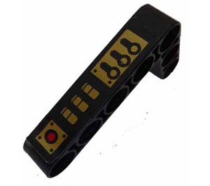 LEGO Black Beam 3 x 5 Bent 90 degrees, 3 and 5 Holes with 3 Gold Levers and Switches Right Side Sticker (32526)