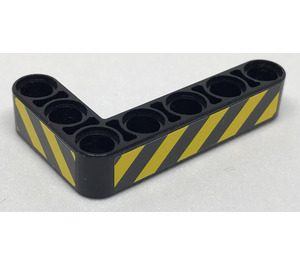 LEGO Black Beam 3 x 5 Bent 90 degrees, 3 and 5 Holes with Danger Stripes - Right Sticker (32526)